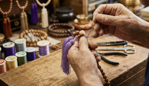 三重県松阪市での数珠・念珠修理ビフォーアフター（紐切れ・房交換）